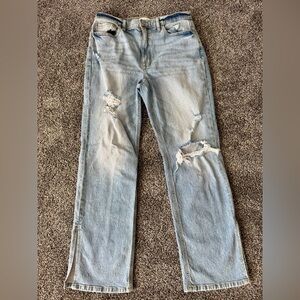 Eunina Codi Super High Rise Destroyed Dad Jeans Size 11/30 Light Blue